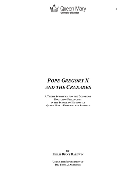 Pope Gregory X and the Crusades