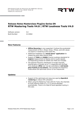 RTW Mastering Tools V4.0 | RTW Loudness Tools V4.0