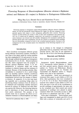 Flowering Sativus) and Response of Hakuran