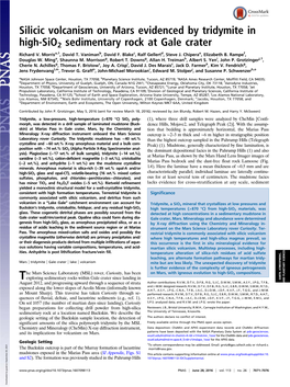 Silicic Volcanism on Mars Evidenced by Tridymite in High-Sio2 Sedimentary Rock at Gale Crater Richard V