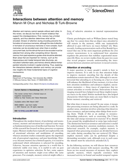 Interactions Between Attention and Memory Marvin M Chun and Nicholas B Turk-Browne