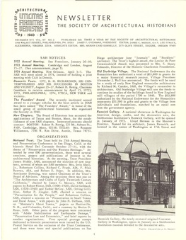 Iulillllclljfal§ ~ NEWSLETTER ~ Ifll~Ifffi1lljiffis = the SOCIETY of ARCHITECTURAL HISTORIANS ~ Iidieilllilllslllffis ~ ~OS· 1940 · S\\~ DECEMBER 1971 VOL