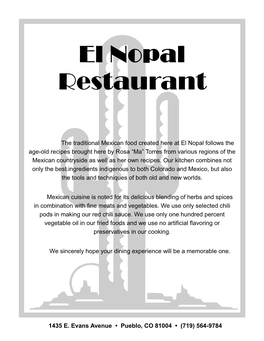 El Nopal - Dinner Menu.Pdf