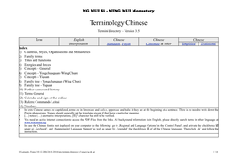 Terminology Chinese Termini Directory – Version 3.5