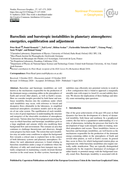 Baroclinic and Barotropic Instabilities in Planetary Atmospheres: Energetics, Equilibration and Adjustment