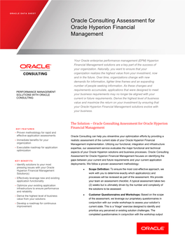 DATA SHEET Oracle Consulting Assessment for Oracle Consultinghyperion F Inancial M Anagement