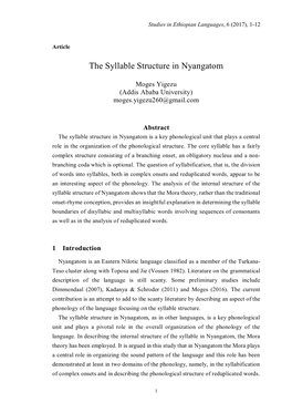 The Syllable Structure in Nyangatom