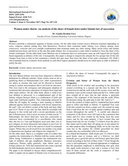 An Analysis of the Share of Female Heirs Under Islamic Law of Succession