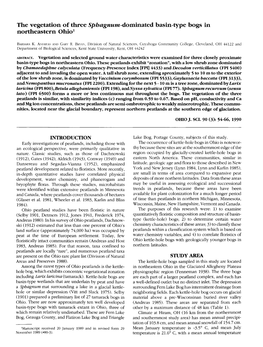 The Vegetation of Three Sphagnum-Dominated Basin-Type Bogs in Northeastern Ohio