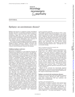 Epilepsy: an Autoimmune Disease?