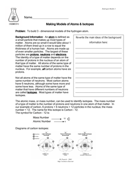 Name___Making Models of Atoms & Isotopes