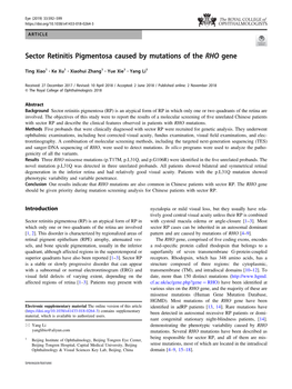 Sector Retinitis Pigmentosa Caused by Mutations of the RHO Gene