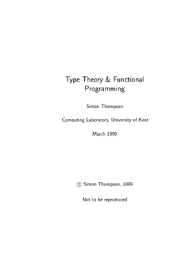 Type Theory & Functional Programming