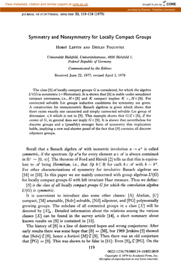 Symmetry and Nonsymmetry for Locally Compact Groups