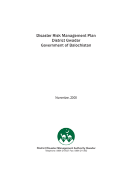 Disaster Risk Management Plan District Gwadar Government of Balochistan