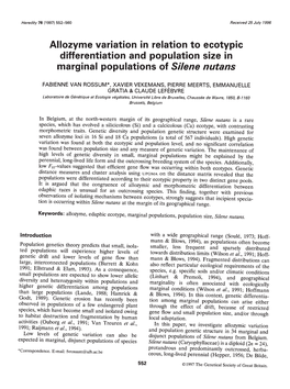 Allozyme Variation in Relation to Ecotypic Differentiation and Population Size in Marginal Populations of Silene Nutans