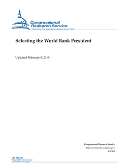 Selecting the World Bank President