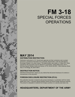 Fm 3-18 Special Forces Operations