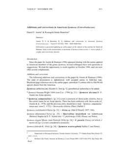 Additions and Corrections in American Ipomoea (Convolvulaceae)