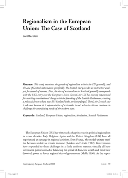 Regionalism in the European Union: Th E Case of Scotland Carol M