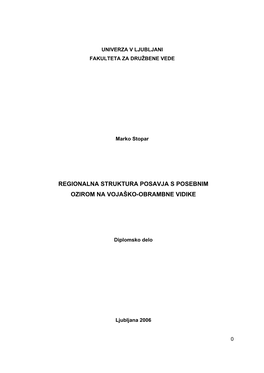 Regionalna Struktura Posavja S Posebnim Ozirom Na Vojaško-Obrambne Vidike