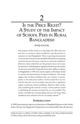 Is the Price Right? a Study of the Impact of School Fees in Rural