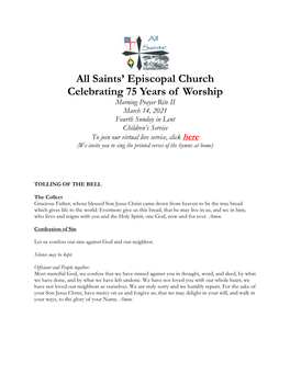 All Saints' Episcopal Church Celebrating 75 Years of Worship