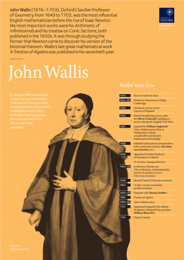 John Wallis (1616–1703), Oxford's Savilian Professor