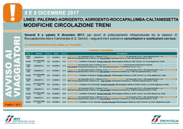 8 E 9 Dicembre 2017 Modifiche Circolazione Treni