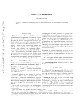 Arxiv:Math/0408182V3 [Math.GT] 17 Aug 2004