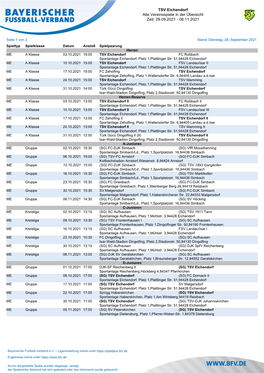 TSV Eichendorf Alle Vereinsspiele in Der Übersicht Zeit: 29.09.2021 - 06.11.2021