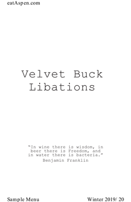 Velvet Buck Libations