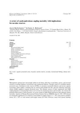 A Review of Catch-And-Release Angling Mortality with Implications for No-Take Reserves