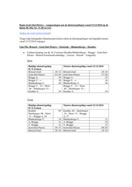 Regio Gent-Sint-Pieters – Aanpassingen Aan De Dienstregelingen Vanaf 12/12/2010 Op De Lijnen 50, 50A, 53, 73, 86 En 122