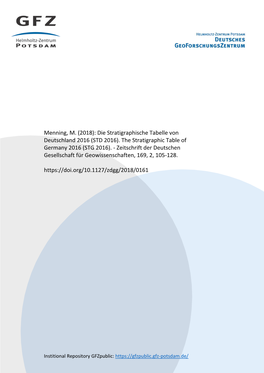 The Stratigraphic Table of Germany 2016 (STG 2016)