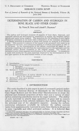 DETERMINATION of CARBON and HYDROGEN in BONE BLACK and OTHER Charsl