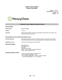 SAFETY DATA SHEET Sodium Persulfate