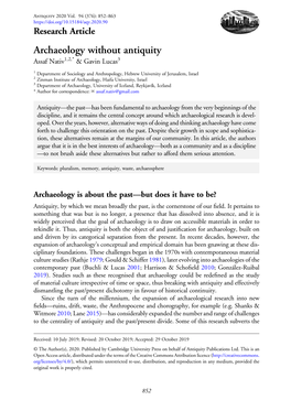 Archaeology Without Antiquity Assaf Nativ1,2,* & Gavin Lucas3