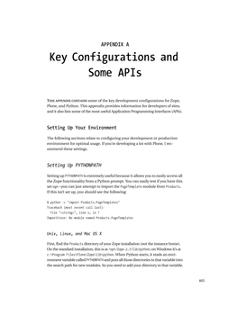 Key Configurations and Some Apis