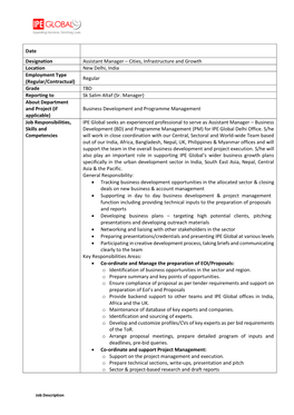 Date Designation Assistant Manager – Cities