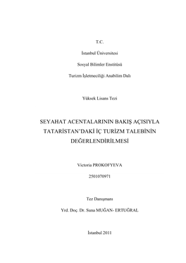 Seyahat Acentalarinin Bakiş Açisiyla Tataristan'daki Iç