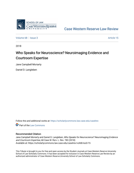 Neuroimaging Evidence and Courtroom Expertise