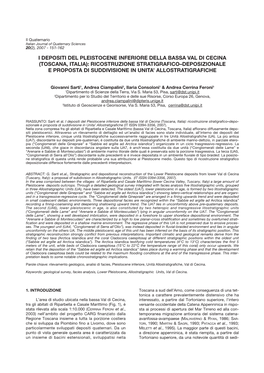 I Depositi Del Pleistocene Inferiore Della Bassa Val Di