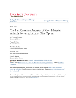 The Last Common Ancestor of Most Bilaterian Animals Possessed at Least Nine Opsins M