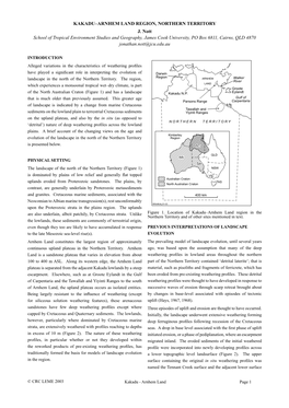 KAKADU–ARNHEM LAND REGION, NORTHERN TERRITORY J. Nott