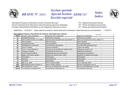 GE84/187 BR IFIC Nº 2693 Section Spéciale Special Section Sección Especial Index Indice