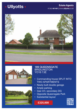 £325,000 189 Queensgate Bridlington Yo16