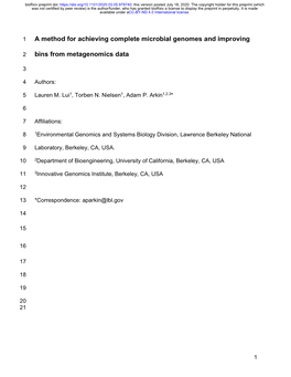 A Method for Achieving Complete Microbial Genomes and Improving Bins from Metagenomics Data