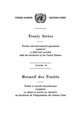 Treaty Series Recueil Des Traites