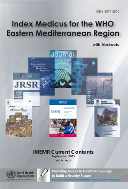 IMEMR Current Contents Fax: +20 2 22765424 September 2015 E-Mail: Emrgoksp@Who.Int Vol